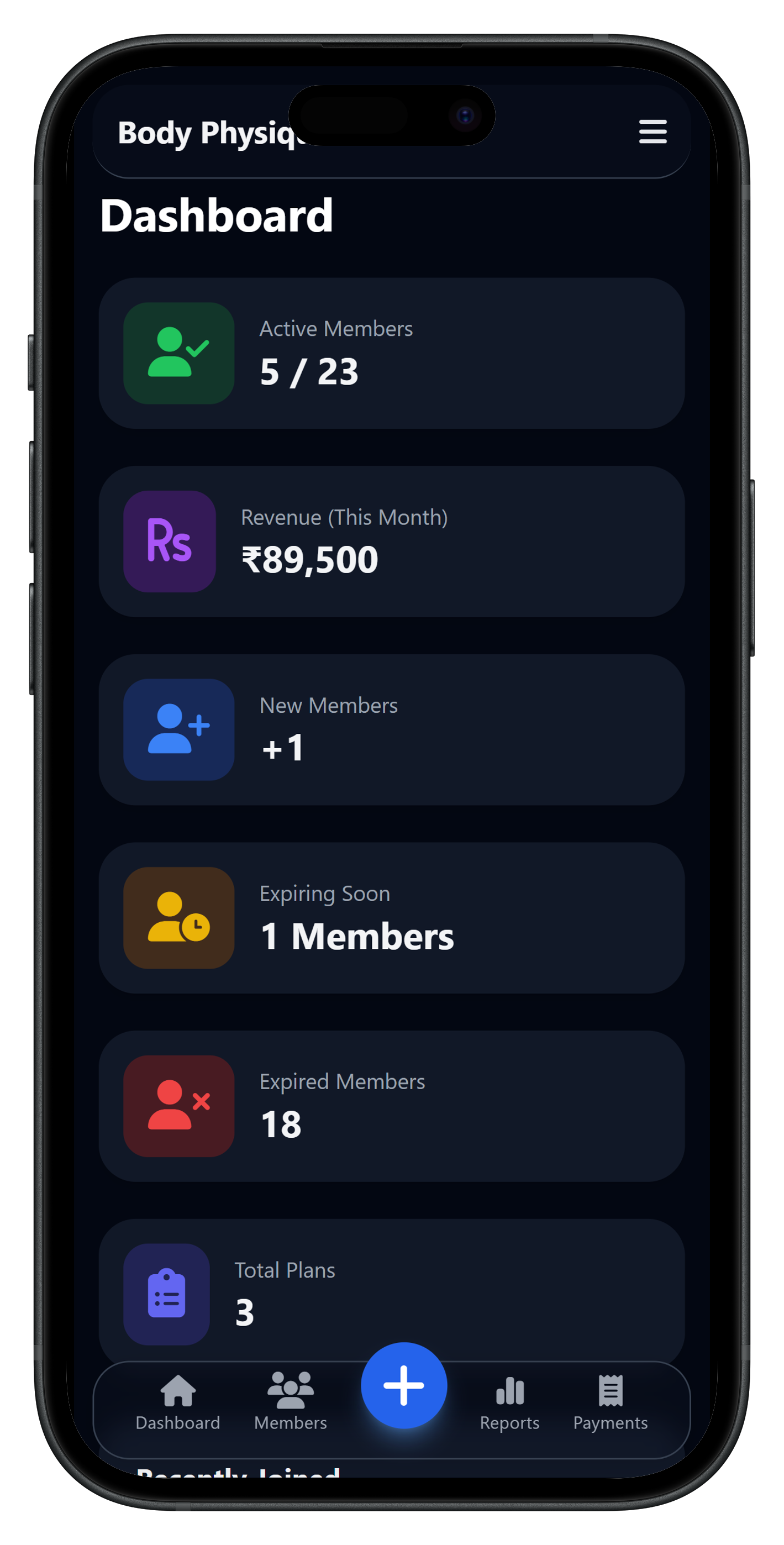 GymFlow mobile dashboard preview